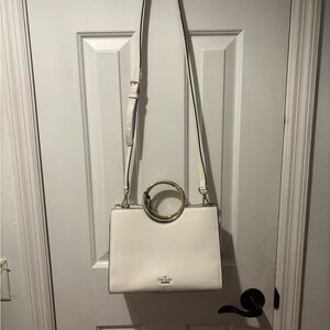 White Leather Handbag with Gold Accents Kate spade